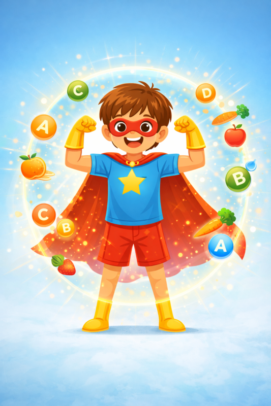 Illustration showing immune system protection supported by daily immunity supplements