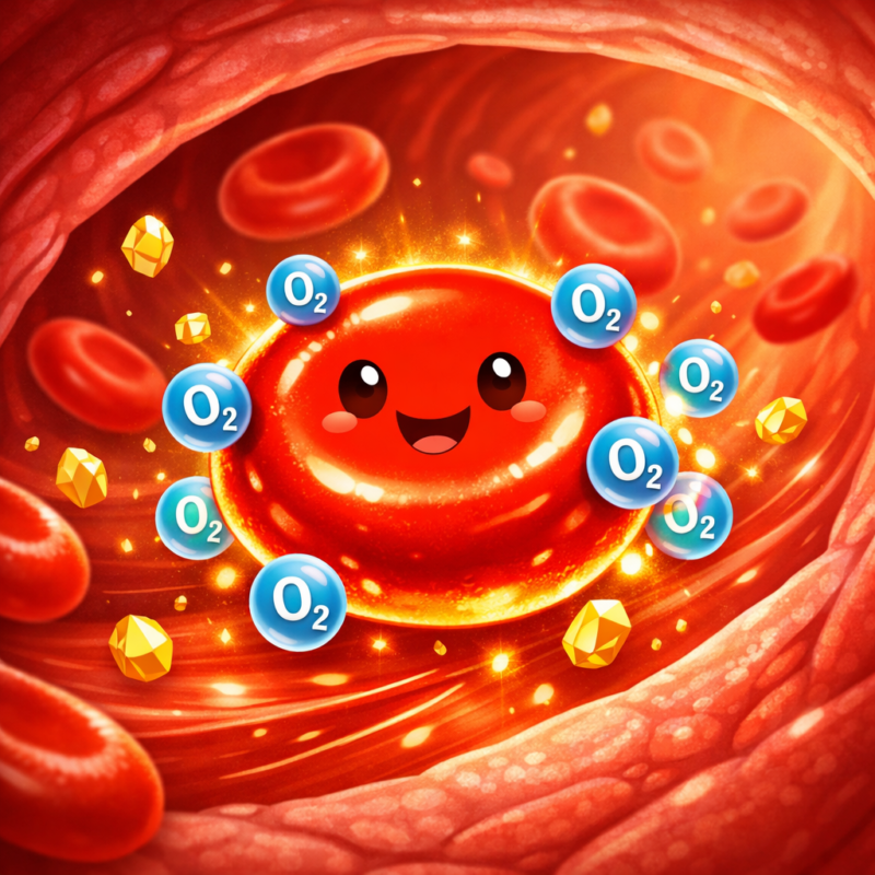 Red blood cells carrying oxygen efficiently with the support of iron supplements for boosting energy levels