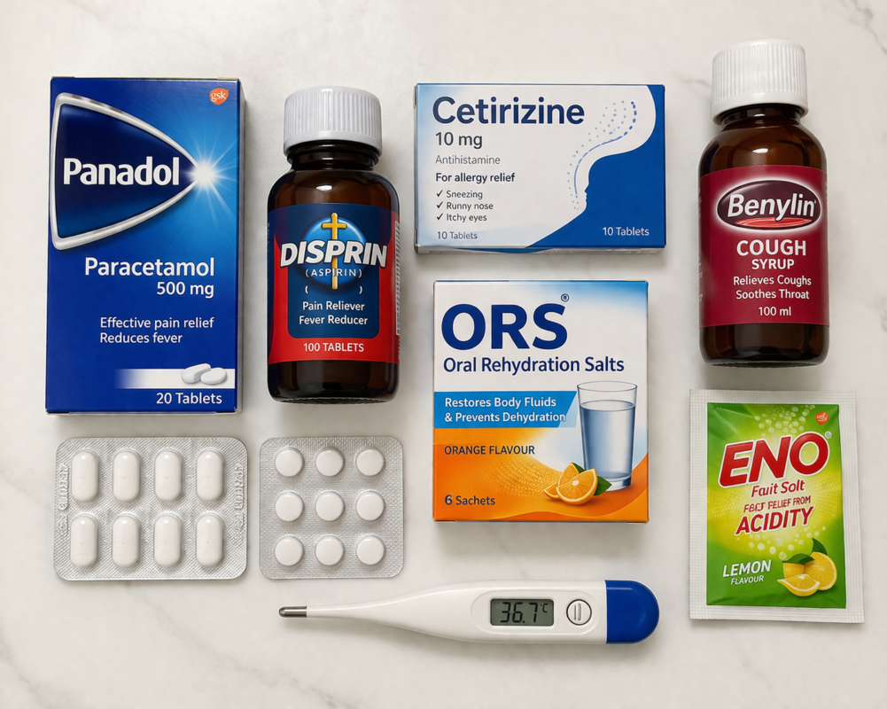 Essential medicines for flu fever and viral infection in Pakistani homes