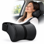 Car Headrest Neck Pillow – Butterfly-Shaped Leather-Look Neck Support Cushion with Attachment Strap - Image 3