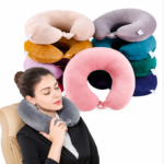 Pink Travel Neck Pillow – Soft U-Shaped Neck Cushion with Button Closure for Flights, Cars & Everyday Travel - Image 2